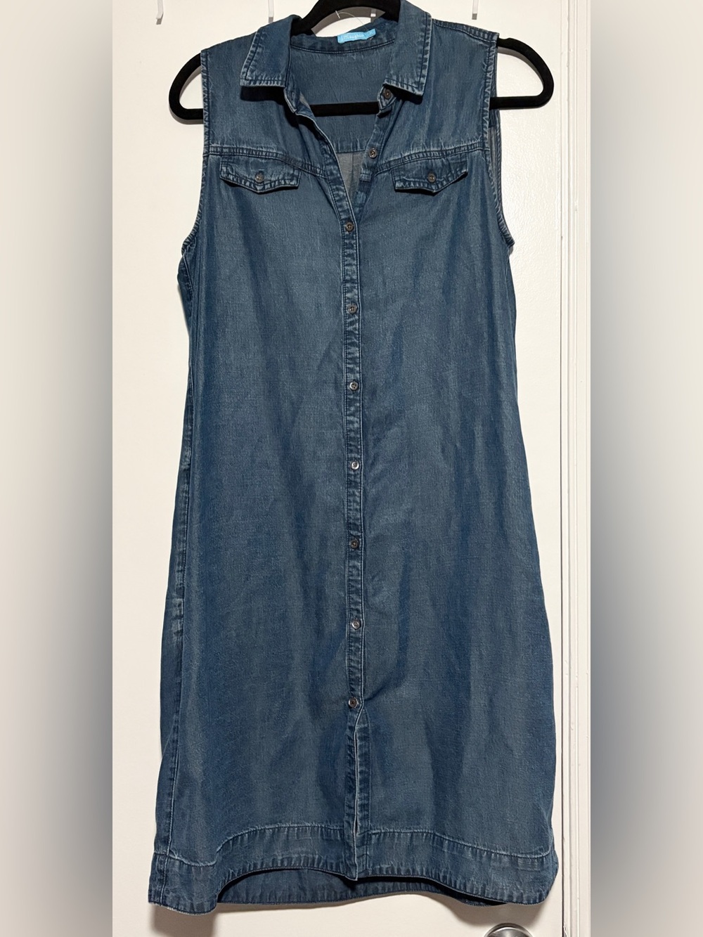 J. McLaughlin Sleeveless Button-Front Denim Dress - Blue
